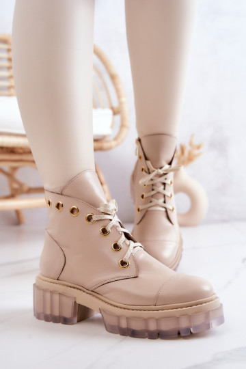 Leer LaarzenHet heeftsyInną PodeszIną beige Horizon