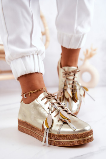 Leer schoenen Het heeftciejka 04550-25 gouden kleur