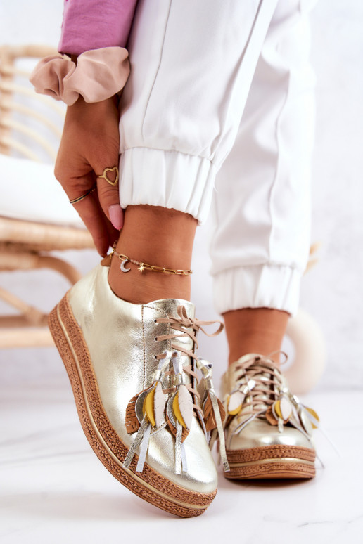 Leer schoenen Het heeftciejka 04550-25 gouden kleur