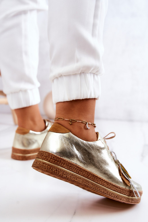 Leer schoenen Het heeftciejka 04550-25 gouden kleur