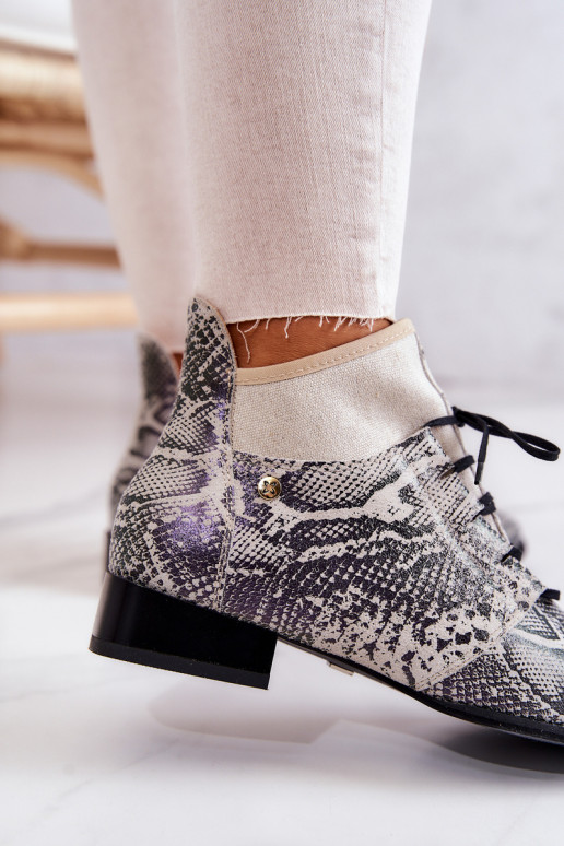 Dameslaarzen van suède Schoenen met imitatie slangenleer Het heeftciejka 04744-03 beige