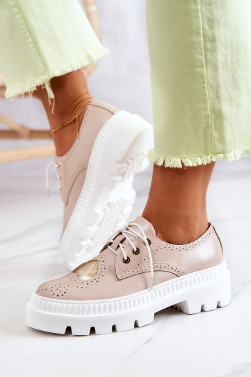 Leer schoenen met hartjes beige Curtis 2