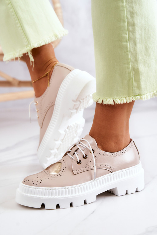 Leer schoenen met hartjes beige Curtis Leer schoenen met hartjes beige Curtis