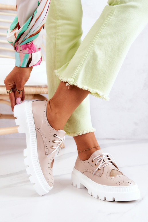 Leer schoenen met hartjes beige Curtis Leer schoenen met hartjes beige Curtis