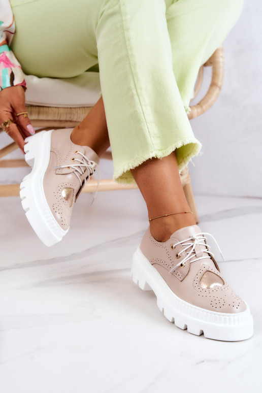 Leer schoenen met hartjes beige Curtis Leer schoenen met hartjes beige Curtis