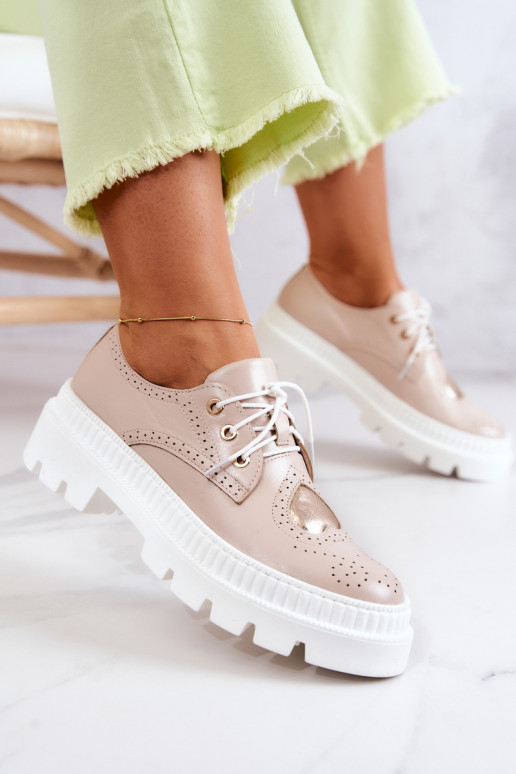 Leer schoenen met hartjes beige Curtis Leer schoenen met hartjes beige Curtis