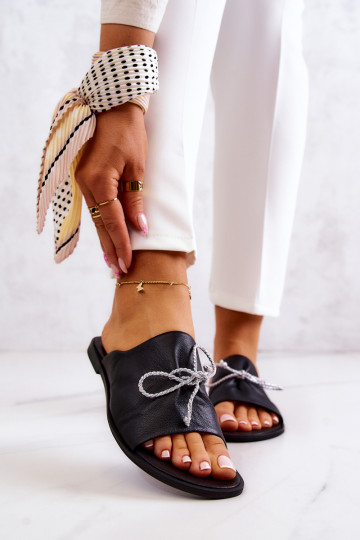 Zazoo 2659 leren zwarte dames slippers 2