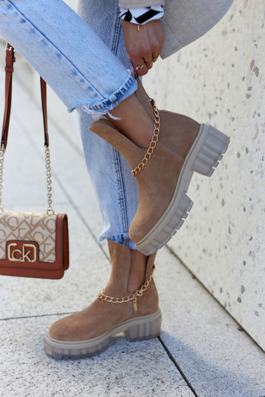 In de mode Suede schoenen Uitknippen bruine kleur Lemar Forget Me