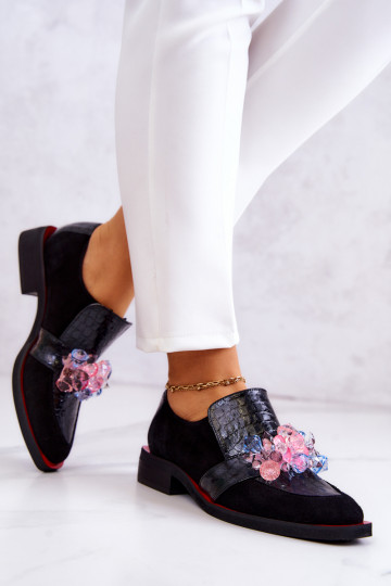 van suède schoenen met ornamenten ZInart en-rood Davine