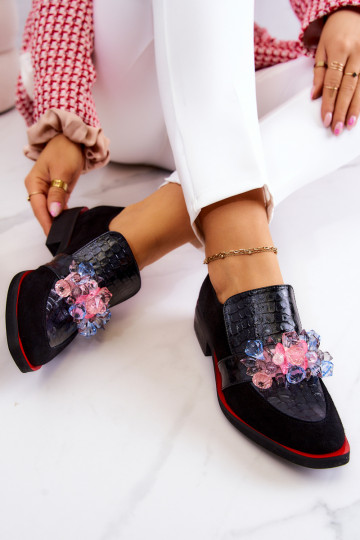van suède schoenen met ornamenten ZInart en-rood Davine 2