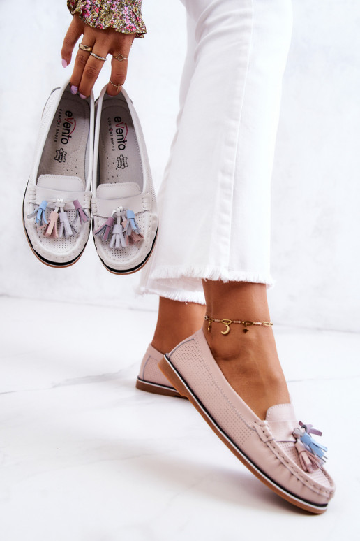 Leer dames mocassins met kInastjes roze Laressa Leer dames mocassins met kInastjes roze Laressa