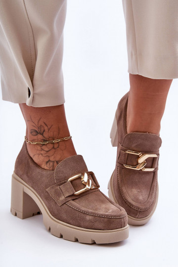 Elegante stijl schoenen met hakken met gouden details beige Lemar Harmell