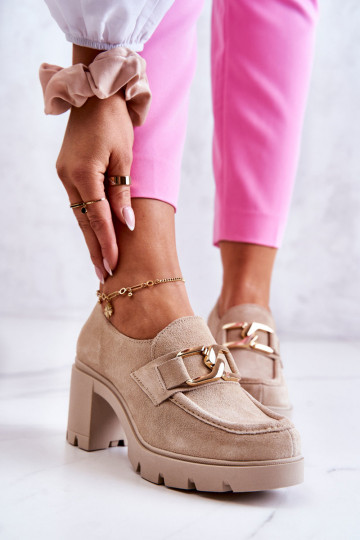 Elegante stijl schoenen met hakken met gouden details ivoor Lemar Harmell