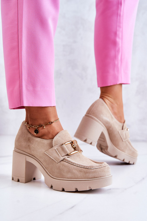 Elegante stijl schoenen met hakken met gouden details ivoor Lemar Harmell