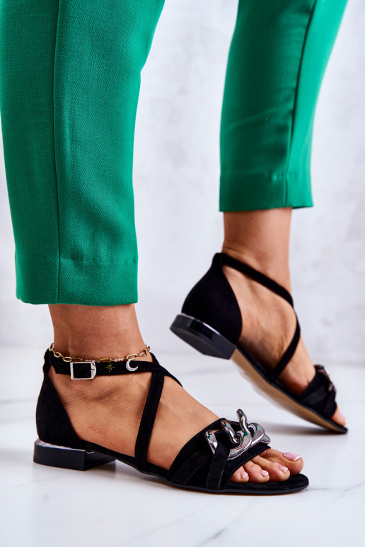 Dames Sandalen van suède met kettingen Laura Messi 2365 zInart Dames Sandalen van suède met kettingen Laura Messi 2365 zInart