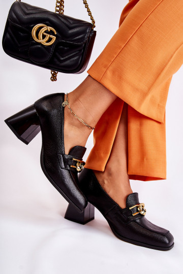 Leren schoenen met kettingen Laura Messi 2515 zwart 2