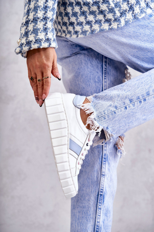 Dames Leer sportschoenen met riemen INit-blauIn Ariva Dames Leer sportschoenen met riemen INit-blauIn Ariva