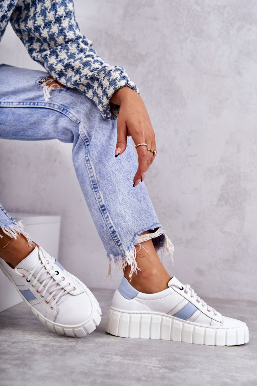 Dames Leer sportschoenen met riemen INit-blauIn Ariva Dames Leer sportschoenen met riemen INit-blauIn Ariva