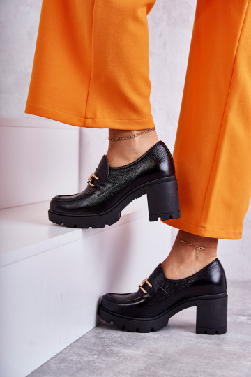 Leer schoenen met hakken met gouden details zInart Lemar Mikeyla 2
