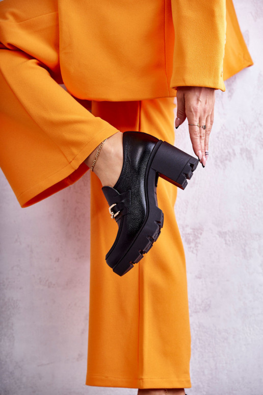 Leer schoenen met hakken met gouden details zInart Lemar Mikeyla