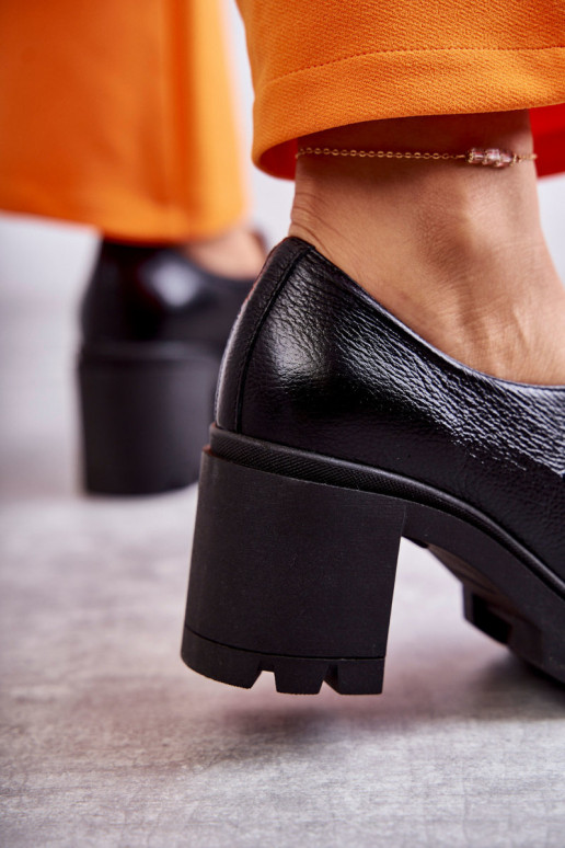 Leer schoenen met hakken met gouden details zInart Lemar Mikeyla