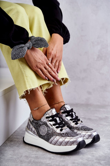 Dames sportschoenen Op de INig GOE KK2N4083 zilvere kleur 2