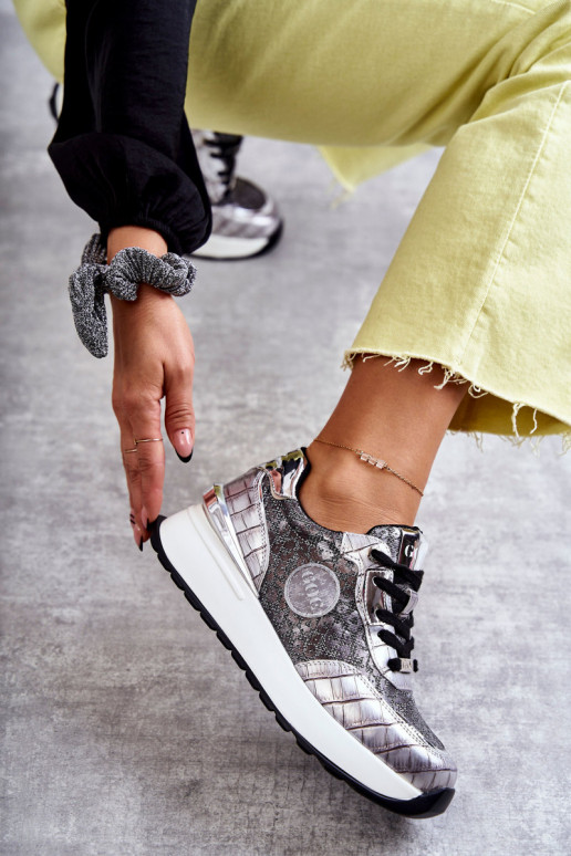 Dames sportschoenen Op de INig GOE KK2N4083 zilvere kleur Dames sportschoenen Op de INig GOE KK2N4083 zilvere kleur