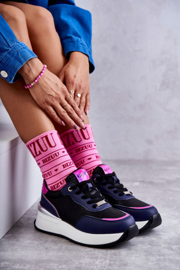 Dames sportschoenen op platform GOE KK2N4081 zwart-donkerblauw