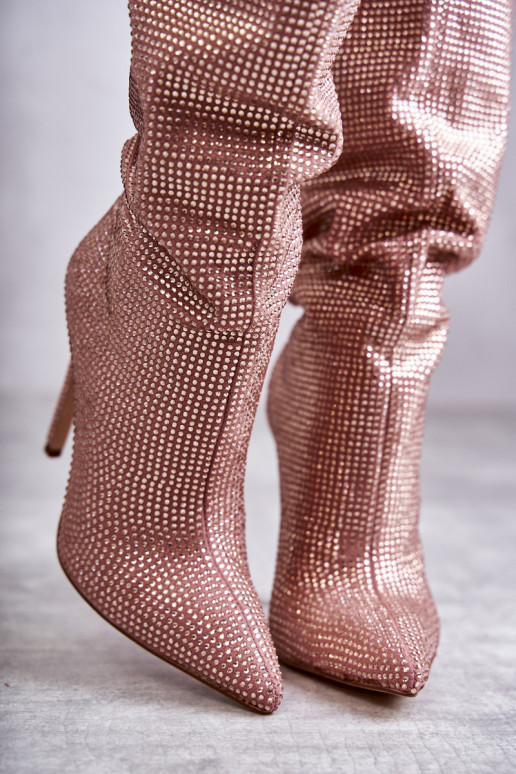 In de mode laarzen met dunne hakken met sprankelende gaten roze Lovisa In de mode laarzen met dunne hakken met sprankelende gaten roze Lovisa