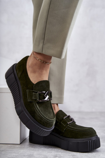 In de mode van suède schoenen met platform kaki kleuren Lemar Het heeftrsol