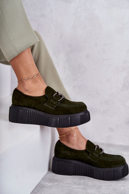 In de mode van suède schoenen met platform kaki kleuren Lemar Het heeftrsol In de mode van suède schoenen met platform kaki kleuren Lemar Het heeftrsol