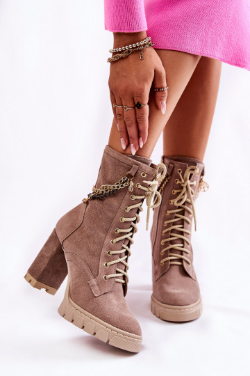 Suede schoenen met veters LeInski Shoes 3244/G beige