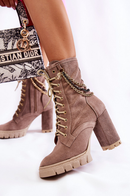 Suede schoenen met veters LeInski Shoes 3244/G beige Suede schoenen met veters LeInski Shoes 3244/G beige