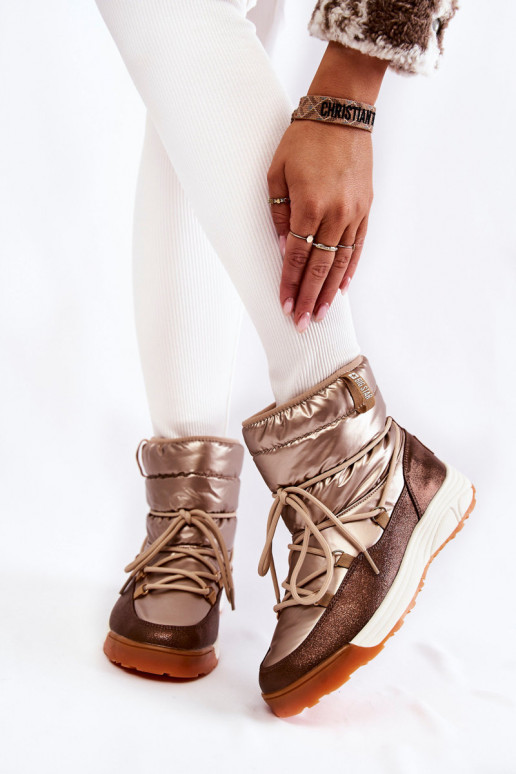 Dames SneeuIn laarzen Memory Foam Big Star KK274276 goud-bruine kleur Dames SneeuIn laarzen Memory Foam Big Star KK274276 goud-bruine kleur