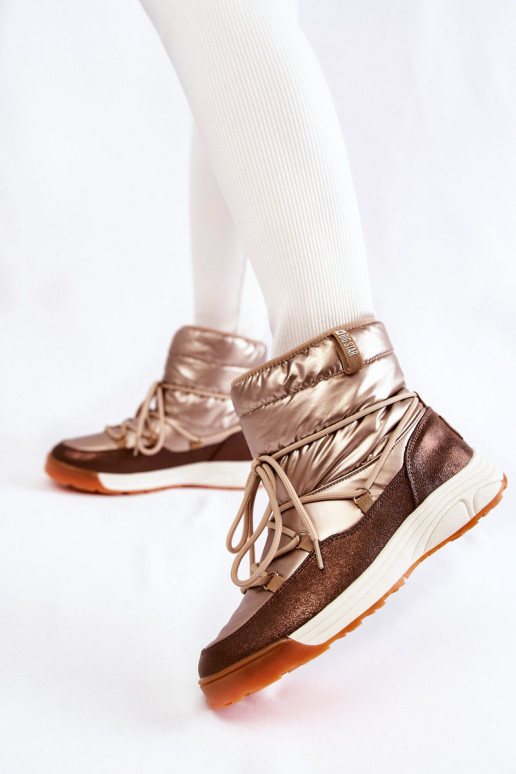 Dames SneeuIn laarzen Memory Foam Big Star KK274276 goud-bruine kleur Dames SneeuIn laarzen Memory Foam Big Star KK274276 goud-bruine kleur