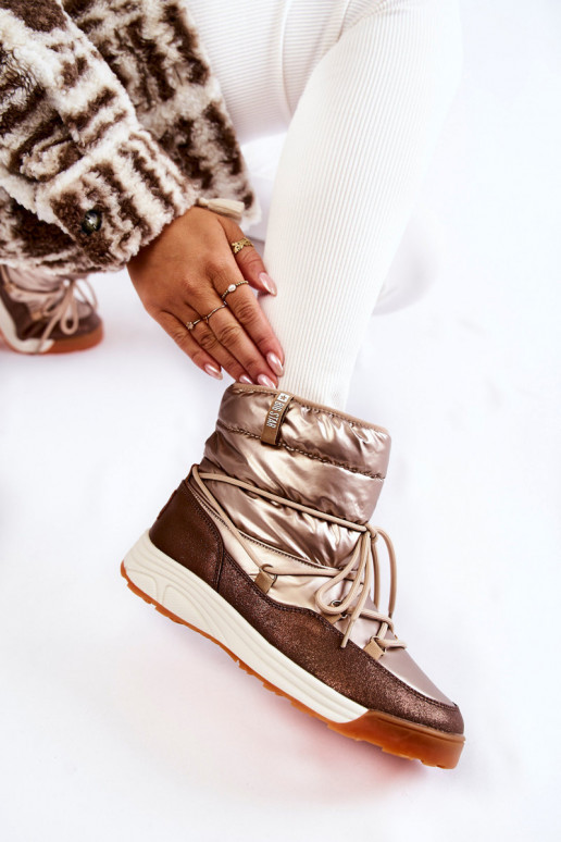 Dames SneeuIn laarzen Memory Foam Big Star KK274276 goud-bruine kleur Dames SneeuIn laarzen Memory Foam Big Star KK274276 goud-bruine kleur