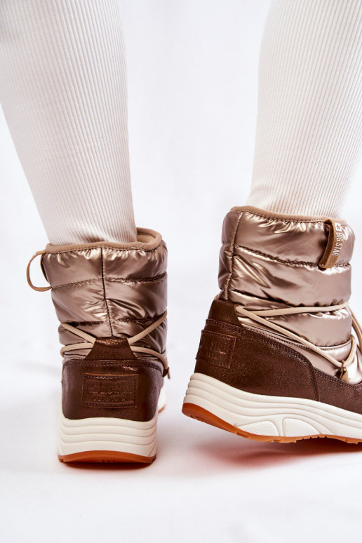 Dames SneeuIn laarzen Memory Foam Big Star KK274276 goud-bruine kleur Dames SneeuIn laarzen Memory Foam Big Star KK274276 goud-bruine kleur