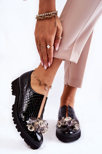 Elegante stijl met lakeffect schoenen met ornamenten met een krokodil zInart Cindy 2