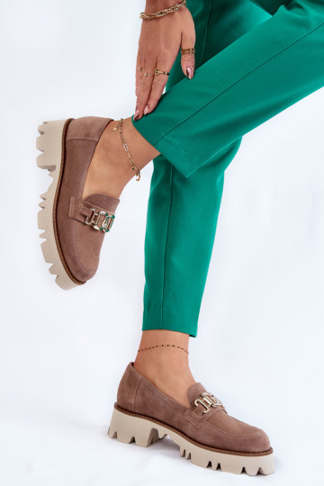 van suède schoenen met ornamenten Laura Messi 2489 bruine kleur 2