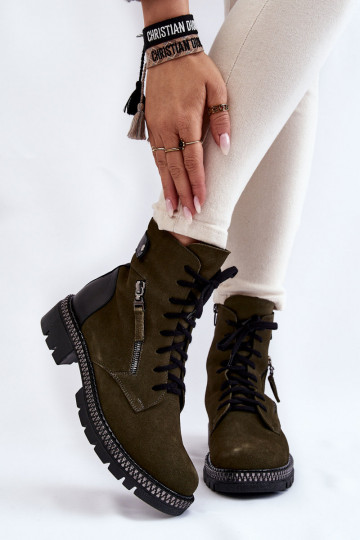 van suède opInarmen Laarzen Laura Messi 2508 groene kleur