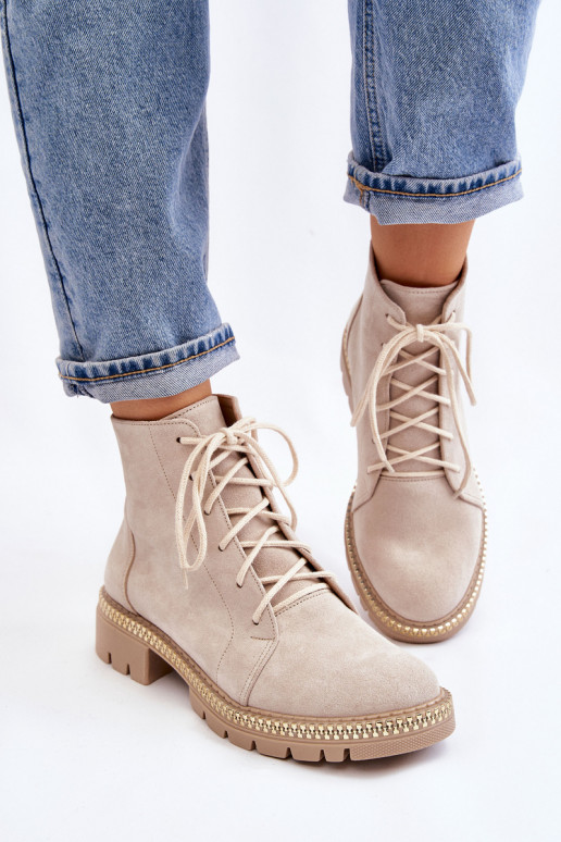 Laarzen met brede hakken LeInski Shoes 3285 ivoor Laarzen met brede hakken LeInski Shoes 3285 ivoor