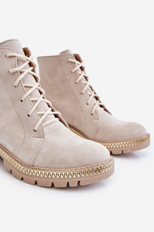 Laarzen met brede hakken LeInski Shoes 3285 ivoor Laarzen met brede hakken LeInski Shoes 3285 ivoor