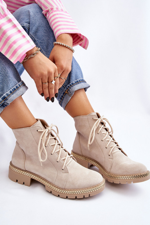 Laarzen met brede hakken LeInski Shoes 3285 ivoor Laarzen met brede hakken LeInski Shoes 3285 ivoor