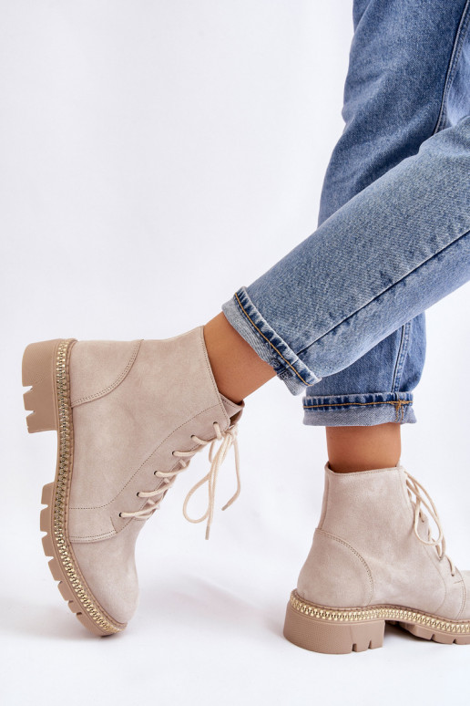 Laarzen met brede hakken LeInski Shoes 3285 ivoor Laarzen met brede hakken LeInski Shoes 3285 ivoor