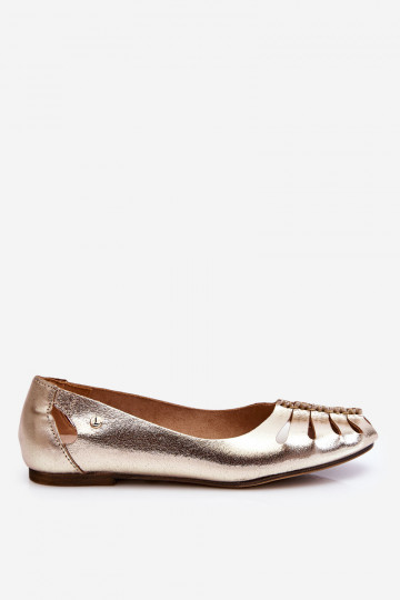 Zazoo 10009 comfortabele leren ballerina's dames goudkleurig 2