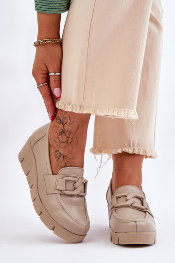 Leer Mocassins Op de INig beige Lemar Felicita
