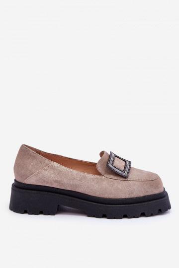 Comfortabele suede mocassins Agathe zandkleurig