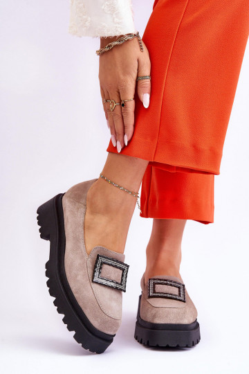 Comfortabele suede mocassins Agathe zandkleurig 2