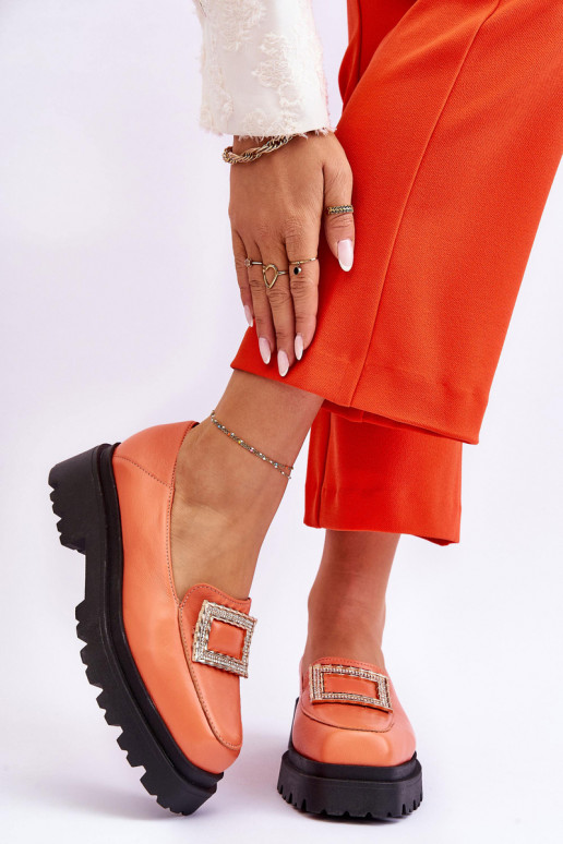 Comfortabel Leer Mocassins oranje Agathe Comfortabel Leer Mocassins oranje Agathe