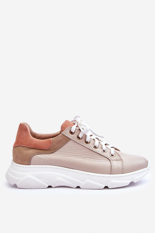 Comfortabel Leer sportschoenen met platform beige Alisane Comfortabel Leer sportschoenen met platform beige Alisane